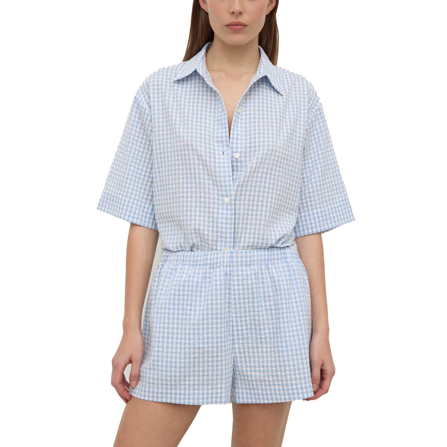 Assembly Label Ainslee Short Sleeve Shirt Blue Check